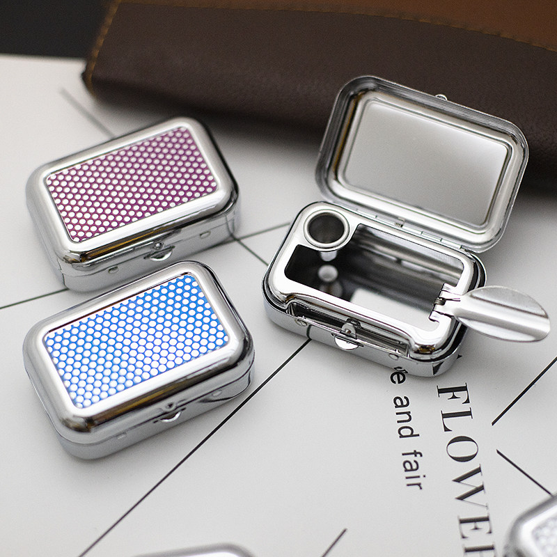 Creative personality trend mini portable pocket ashtray fashion outdoor travel with lid ashtray