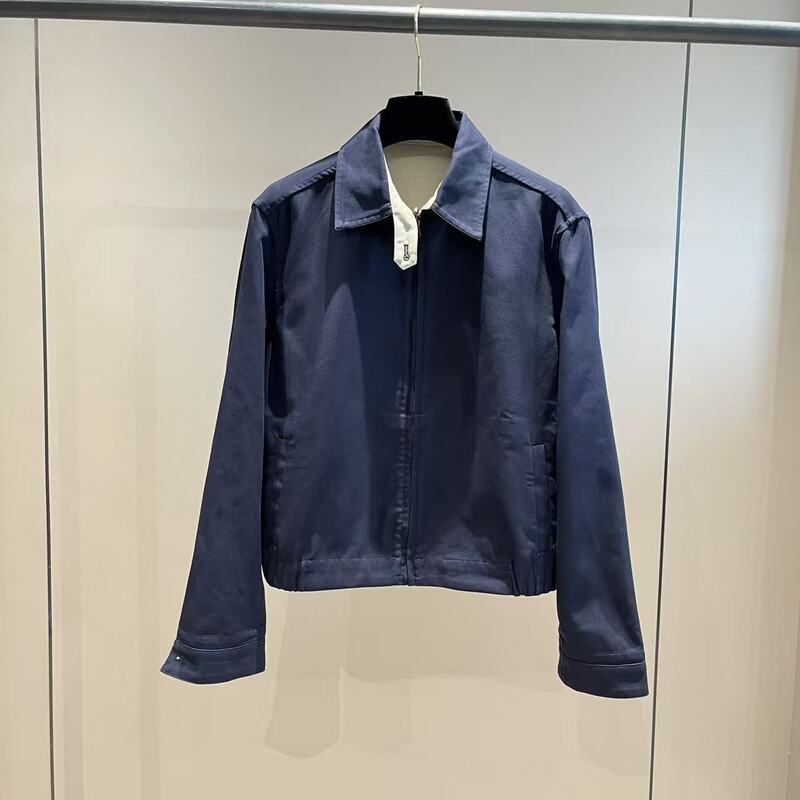 Jo Ellison/Reversible Old Money Style Retro Fashion Versatile Lapel Jacket Zipper Coat for Women Autumn and Winter
