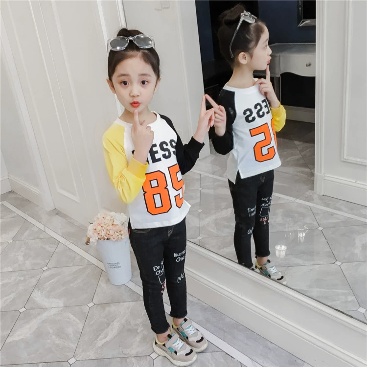 Trẻ em mặc áo thun bé gái mùa thu 2018 phiên bản mới của Hàn Quốc thời trang áo dài tay đại dương trẻ em mùa xuân và áo sơ mi mùa thu t