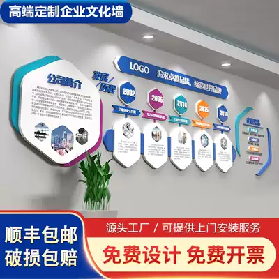 Corporate culture wall design customization Company office staff style photo wall production of high-end acrylic wall stickers