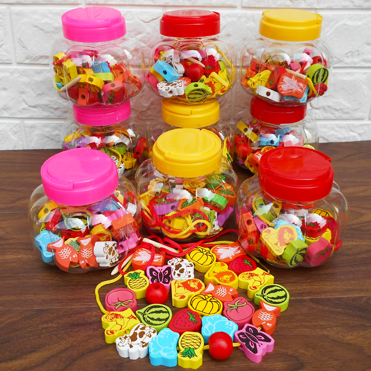 Kindergarten Children's Gift for Intelligent Buckles Toys Pumpkin Bottle Wooden String Beards Weards