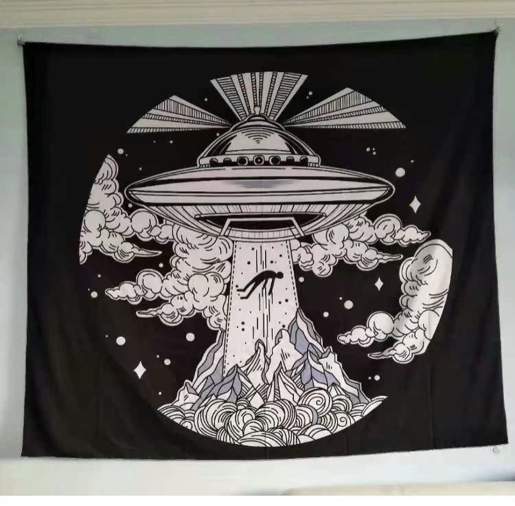 Bắc Âu in gió treo vải UFO đĩa bay người ngoài hành tinh nền tường trang trí tấm thảm trang trí tường trang trí khăn tắm khăn trải bàn - Tapestry thảm treo tường phòng khách