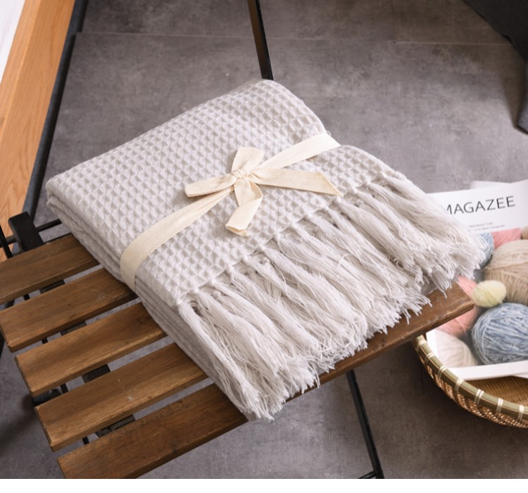 waffle Mỹ điều hòa không khí chăn trang trí mô hình thảm tua phòng chụp cuối giường khăn mền khăn chăn giải trí - Ném / Chăn giá chăn lông