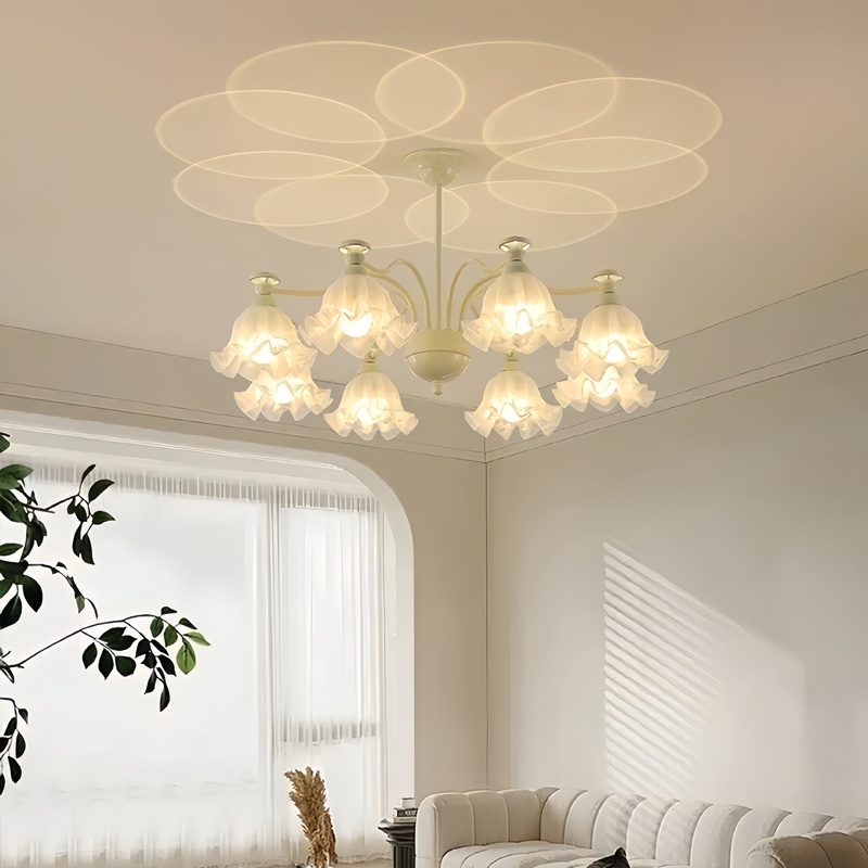 French Retro Cream Style Chandelier with Flowers Internet Celebrity Atmosphere Projection Living Room Atmospheric Dining Room Lamp Study Bedroom Lamps French Retro Cream Style Chandelier with Flowers Internet Celebrity Atmosphere Projection Living Room Atmospheric Dining Room Lamp Study Bedroom Lamps