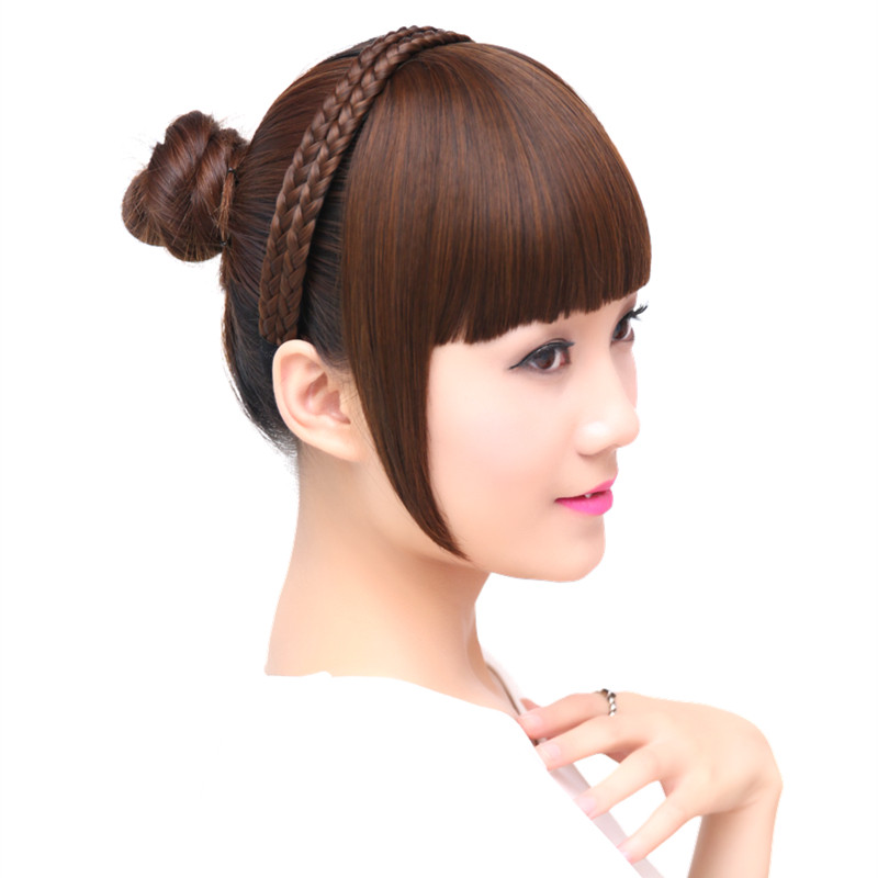 Fake bangs Qi bangs sideburns hair band braids Hair band hair clips Leave the flow of the sea Realistic hair curtain wig woman