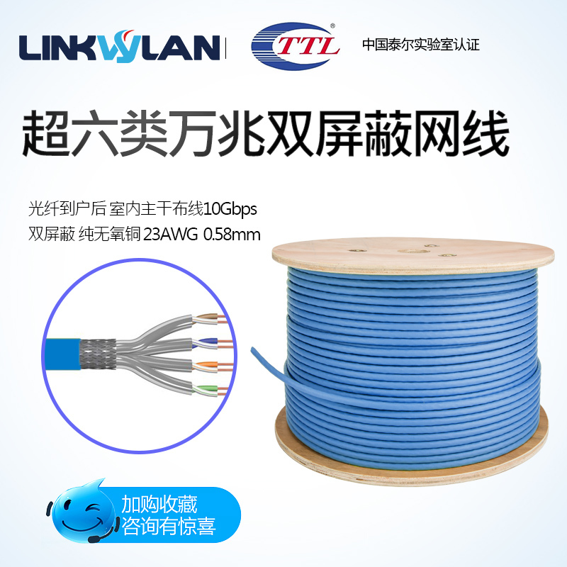 Category 6A Ethernet Cable, Double Shielded, Gigabit, for Home High-Speed Internet Connection to Computer, Broadband Network, 8-Core, 1m Pure Copper, 10g