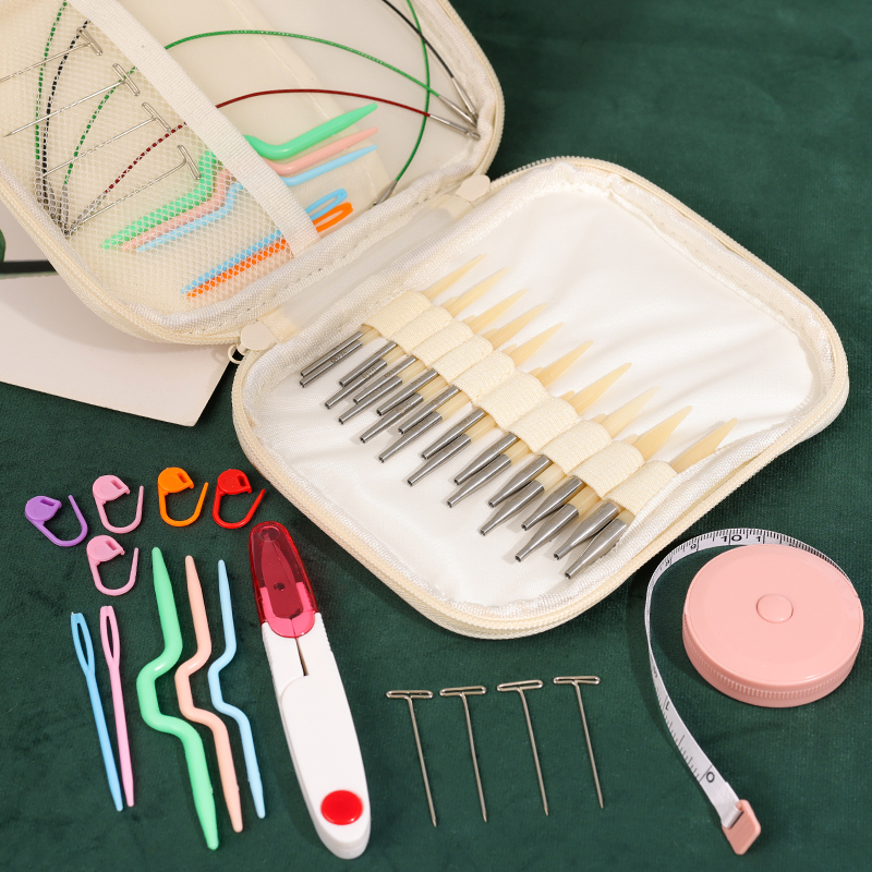 Cow Bone Circular Knitting Needles, Long and Short Types, Circular Needle Set, Multi-Size, for Home DIY Knitting
