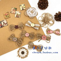Kindergarten handmade decorative materials hemp rope hand woven linen small flower wall sticker theme pearl patch decorative flower