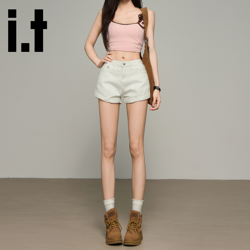 It:Chocoolate Off-White Low-Waisted Denim Shorts for Women, Summer 2026 New Style, Slimming Hot Pants for Trendy Girls It:Chocoolate Off-White Low-Waisted Denim Shorts for Women, Summer 2026 New Style, Slimming Hot Pants for Trendy Girls