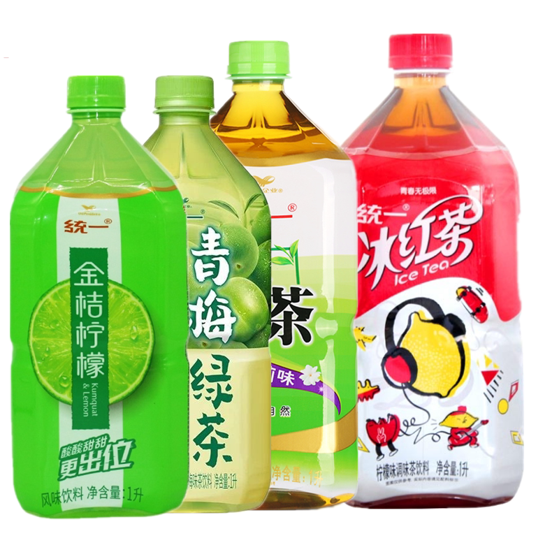 Unified green tea 1L*8 bottle of green tea ice tea gold orange lemon tea drink whole box