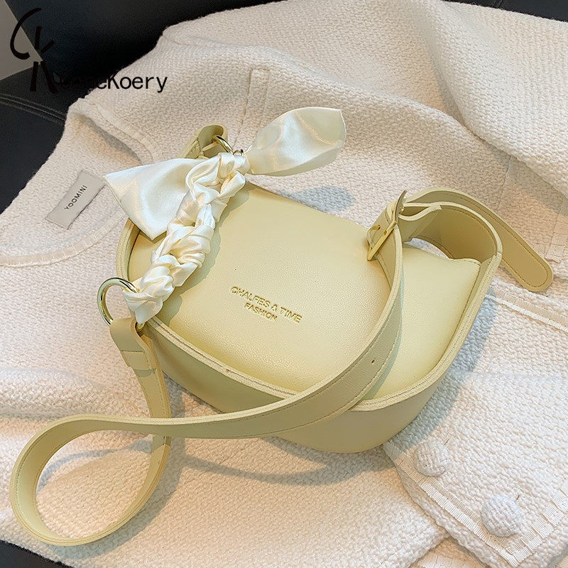 French Cone Koery leather bag women's winter 21 new trendy fashion one-shoulder messenger bag all-match silk scarf underarm bag