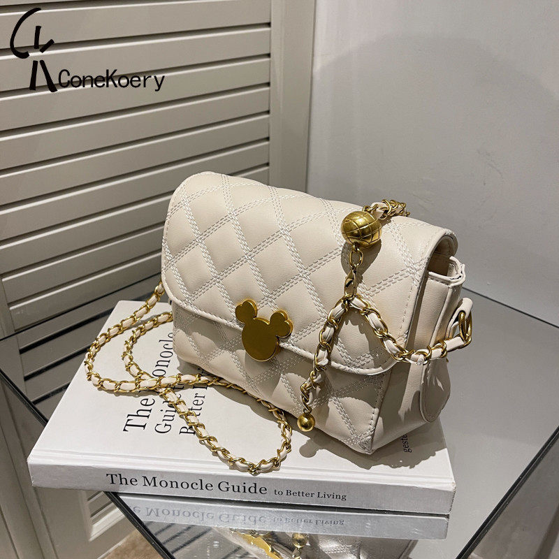 France Cone Koery genuine leather mini magig small gold pearl skewed satchel bag woman 2022 new wave small square bag