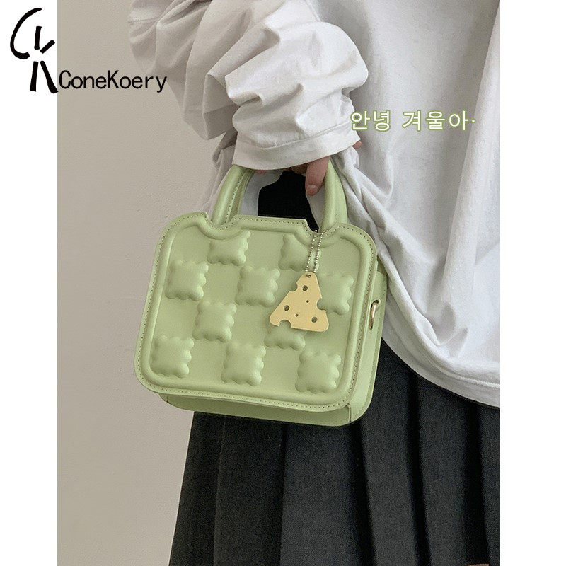 French Cone Koery leather biscuit women's bag 2022 new trendy fashion all-match portable mobile phone messenger bag