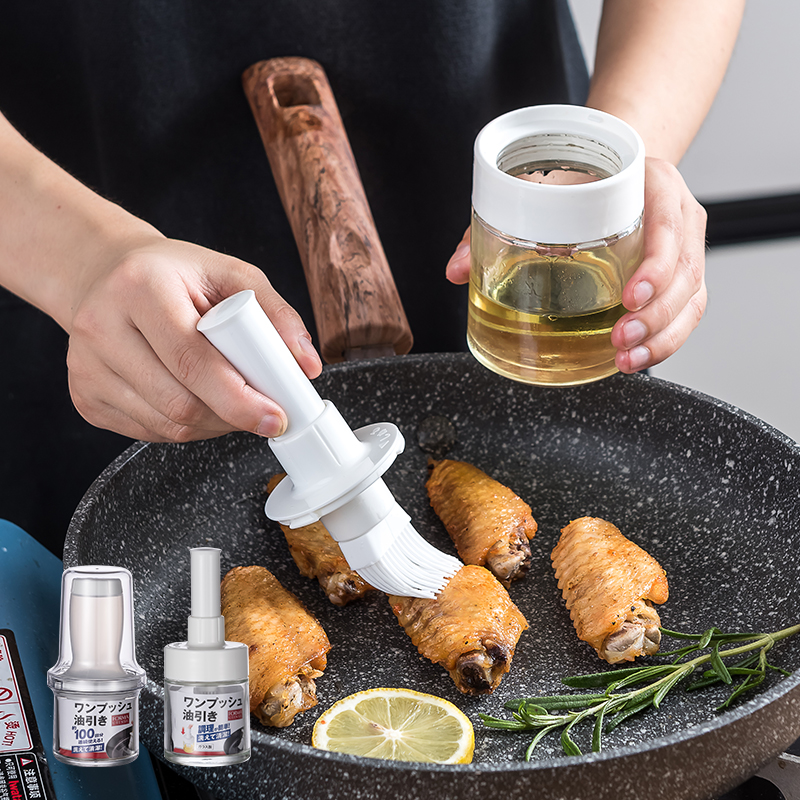 Japan Asvel Silicone Oil Brush With Bottle Integrated High Temperature Resistant Baking Food Brush Kitchen Branded Barbecue Brush Oil