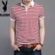 Playboy Summer Mới Áo thun nam ngắn tay Hàn Quốc Thanh niên Lapel Stripe Slim Cotton Casual áo thun polo nam