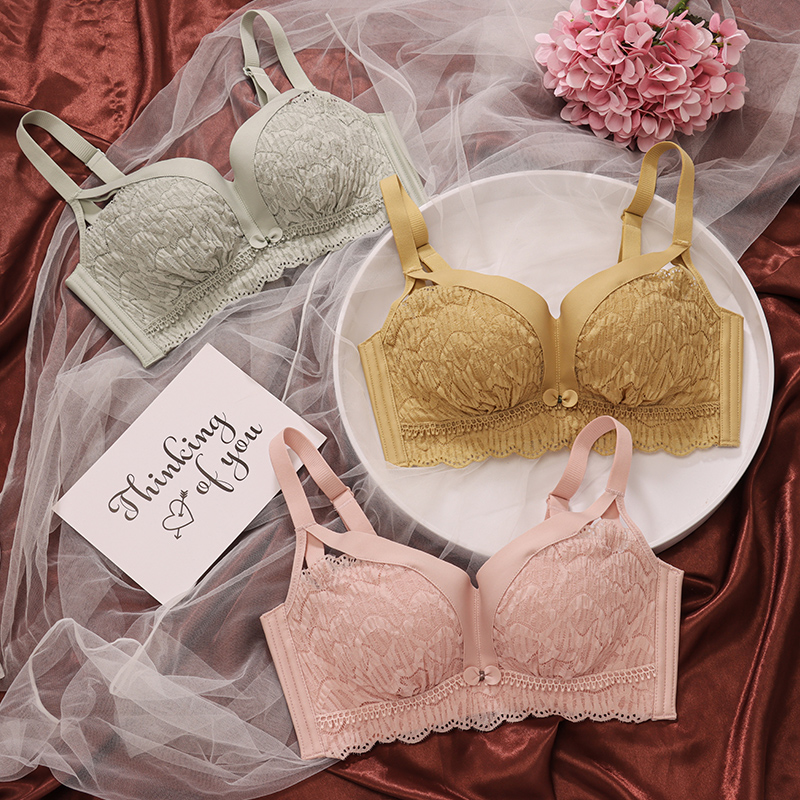 Flat breasts must be in the name Yuanyuan lingerie female summer small breasts gather not empty cup Sexy ladies bra anti-saggy upper depository bra