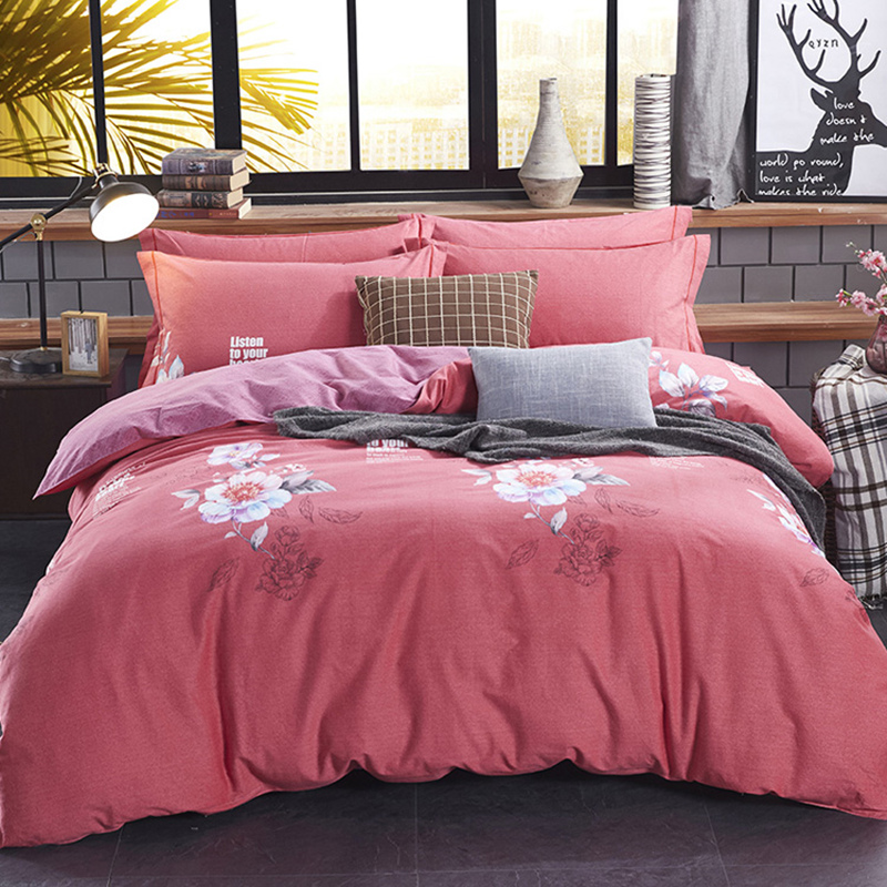 Four-piece set of cotton cotton wedding wedding celebration spring tribute satin jacquard big red bedding