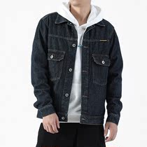 New casual lapel jacket 2021 autumn trend retro loose tooling denim jacket men all-match handsome