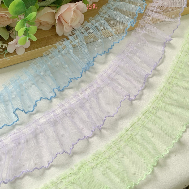 5cm Lace Polka Dot Mesh Lolita Clothes Skirt Shoes and Hats Pet Decoration Folding Lace Lace