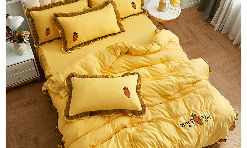Bộ đồ lót bằng vải ren màu đỏ có ga trải giường đặt bộ váy ngủ bốn mảnh cộng với chiếc váy ngủ chiếc giường bằng vải cotton công chúa gió - Váy Petti 	chân váy giường