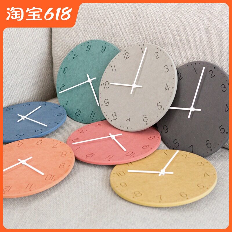 Mandelda watch fashion creative wooden clock modern simple wall clock living room bedroom silent art light luxury