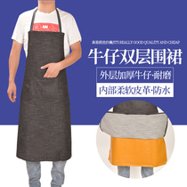 Double Layer Thickened Denim Apron Harness Adults to Work Working clothes Wearable waist abrasion-proof and anti-fouling electric welding Rover pocket
