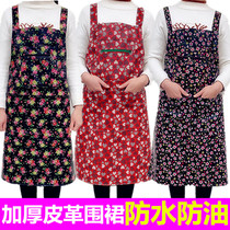 Thickened PU leather apron waterproof oil proof work housework Kitchen Circumference Waist Adults Braces for men and women Korean version leather apron