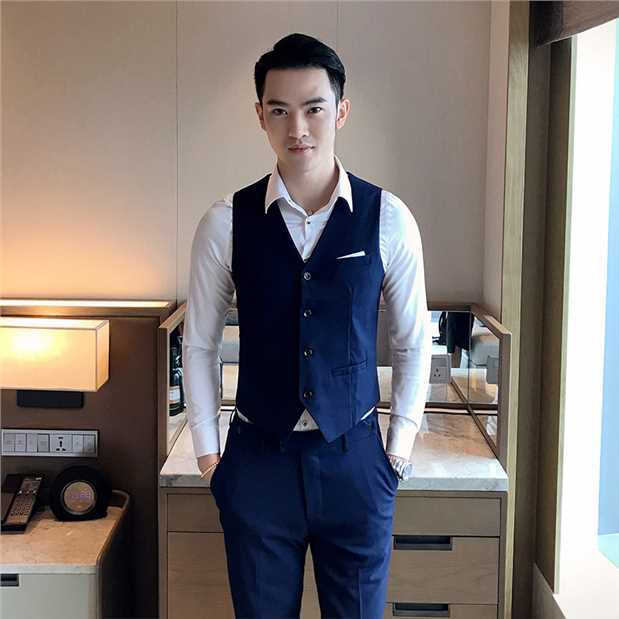 Người đàn ông tốt nhất phù hợp với vest ba mảnh nam mùa thu anh em trang trí nhóm váy cưới bib sinh viên quần áo thể thao nam