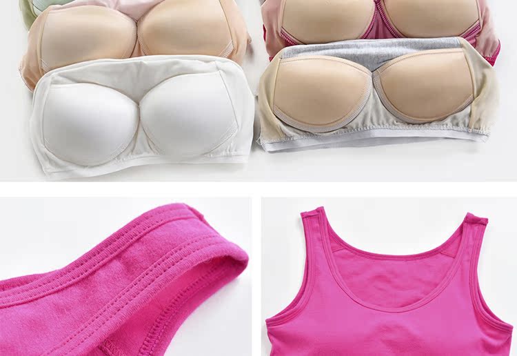 Bông vành đai cup vest nữ không có vòng thép với ngực pad đáy không có dấu vết yoga nhà rào cản dây đeo thể thao đồ lót