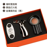 Черная зажигалка, металлическая пепельница