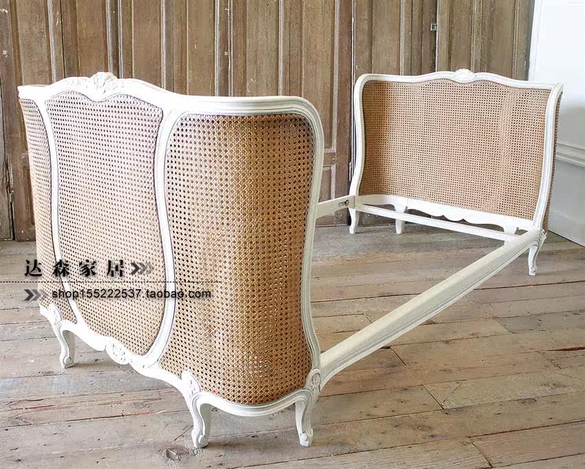 Eurostyle vine bed natural pure vines double man bed rattan art bed solid wood bed factory straight pin French style carved master bedroom wedding bed-Taobao