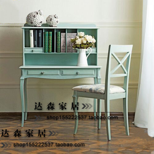 Solid wood desk writing desk American country solid wood washing blue to do old desk European solid wood children's desk new