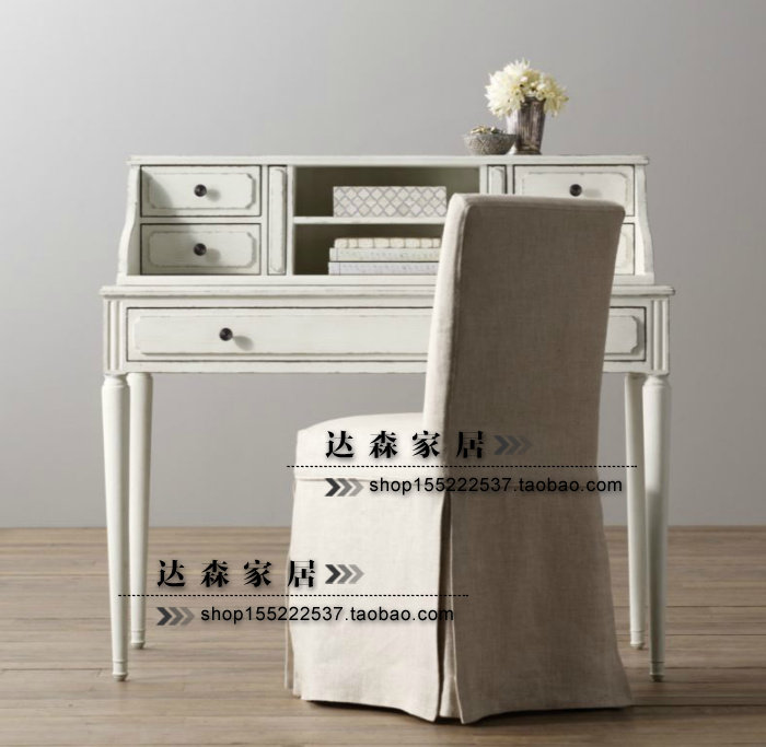 American country solid wood study desk Computer desk Desk European style French antique desk ins desk