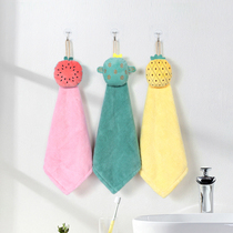 Kitchen hand towel Water absorption does not lose hair Hanging small towel Cute children paint hand towel Korean Coral velvet face towel