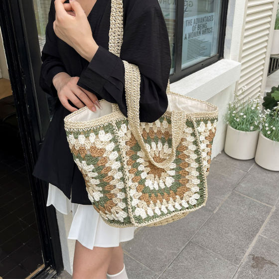 Large capacity straw bag seaside woven tote bag