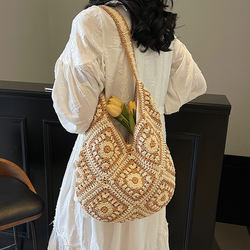 Large-Capacity Hand-Woven Bag for Women 2025 New Summer Casual Shoulder Bag Versatile Commuter Underarm Tote Bag