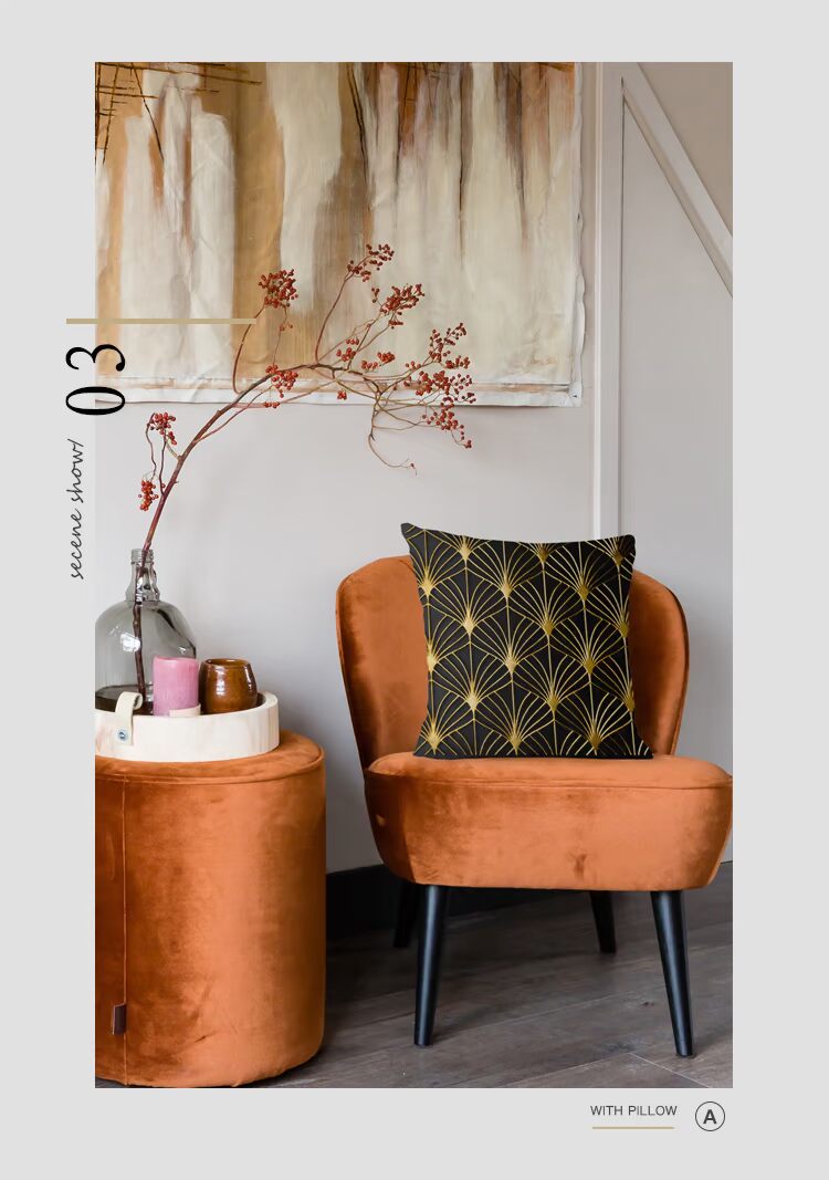 Retro ánh sáng sang trọng thích hợp mô hình phòng ôm gối gối đệm châu Âu hiện đại đen vàng vàng sofa phòng ngủ tựa lưng - Trở lại đệm / Bolsters Chăn văn phòng Canifa