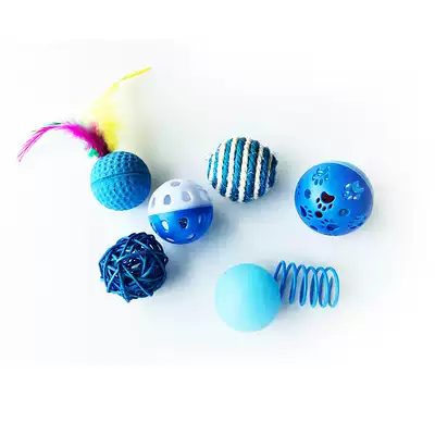 Pet young adult cat toys supplies Elastic plush bells small large balls(non-remote 5 pieces)