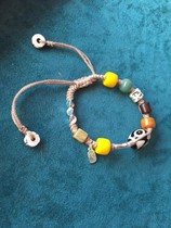 Womens three-eye multi-treasure single-circle bracelet with green sandalwood and red sandalwood separator toy bracelet