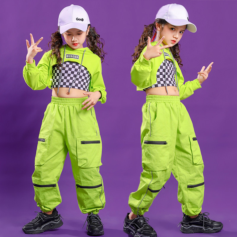 Children's jazz dance clothes girls leak navel tide clothes girls hip-hop hip-hop suits children's fashion catwalk costumes