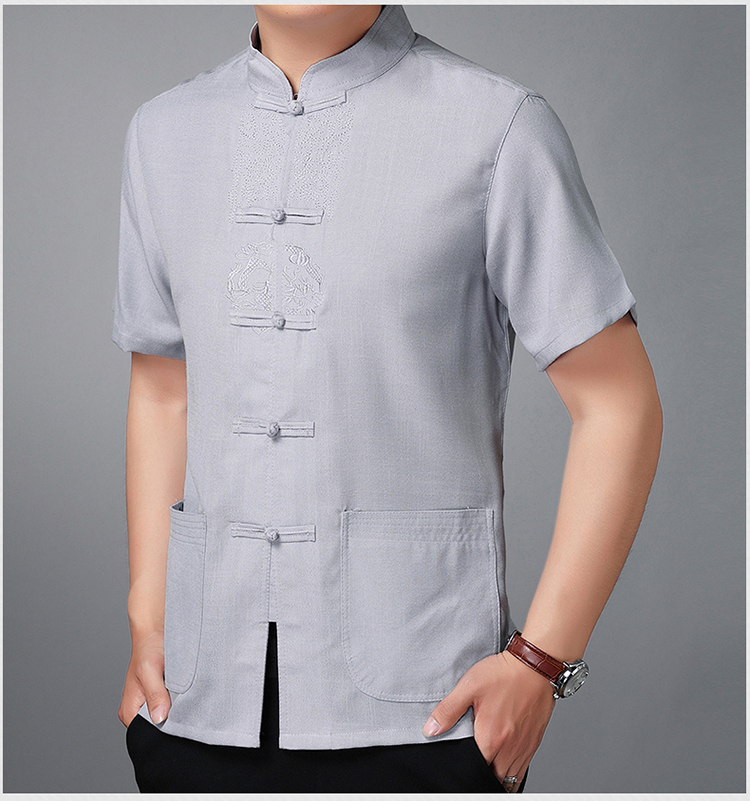 Cotton và linen Tang phù hợp với quần áo nam ngắn tay Trung Quốc Phong cách Trung Quốc Tai Chi quần áo Trung Quốc retro Huafu trang phục dân tộc đồ bộ đẹp