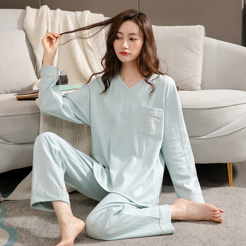 2022 New Sleepwear Lady Spring Autumn Style Pure Cotton Long Sleeve Autumn Casual Autumn Winter Full Cotton Home Suit Suit