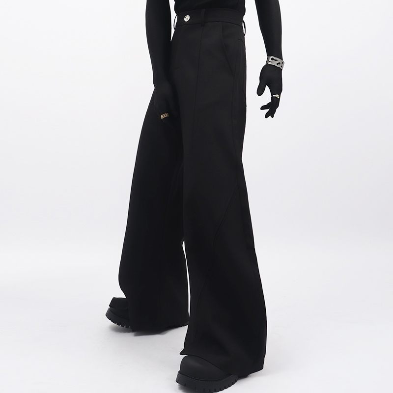 Black Clothes Korean Style Versatile Casual Pants for Men, Cool and Loose Straight-Leg Trousers with Trendy Brand Design and Unique Style