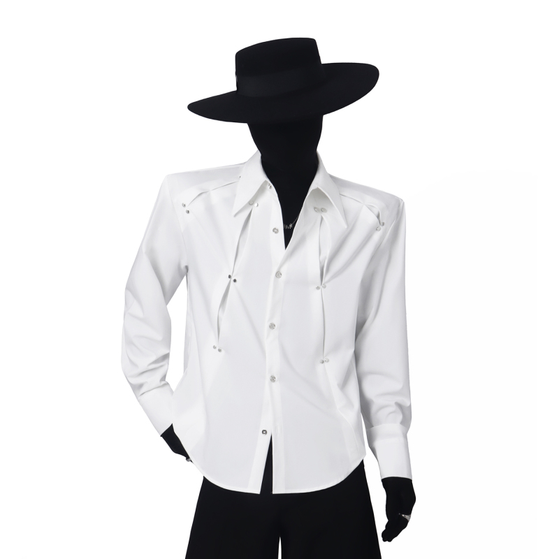 Blackclothes Cool Sensation Pioneer* Deconstructed Rivet Pleated Shirt Men's Long Sleeve Niche Korean Style Shirt Trendy