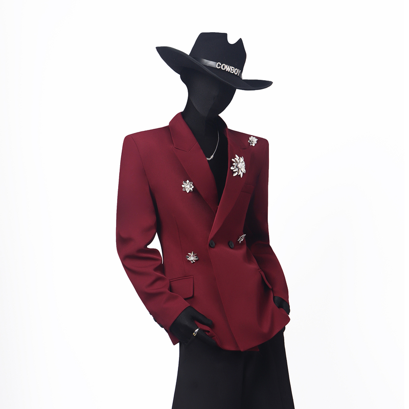 Blackclothes Limited Edition Shoulder-Slung Blazer for Men, Autumn Luxury Style with Metal Brooch, Men's Fitted and Structured Design