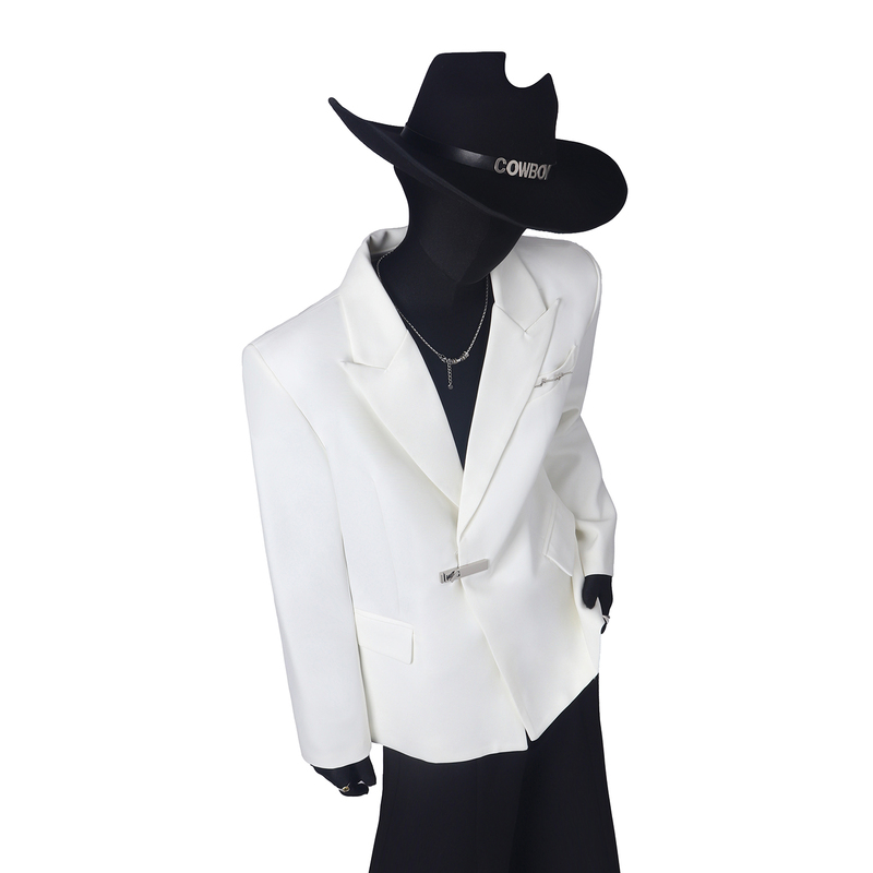 Blackclothes Simple and Luxurious Blazer with Metal Buckle for Men, Stylish and Casual, Versatile Suit with Shoulder Pads