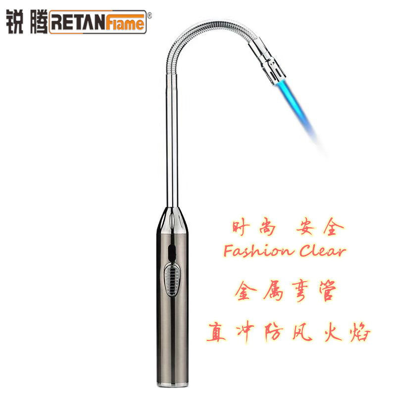 Hotel Kitchen Lengthened Hose Metal Ignitor Ignition Gun Batter Fire Stick Industrial Stove With Windproof Straight Punch Lighter