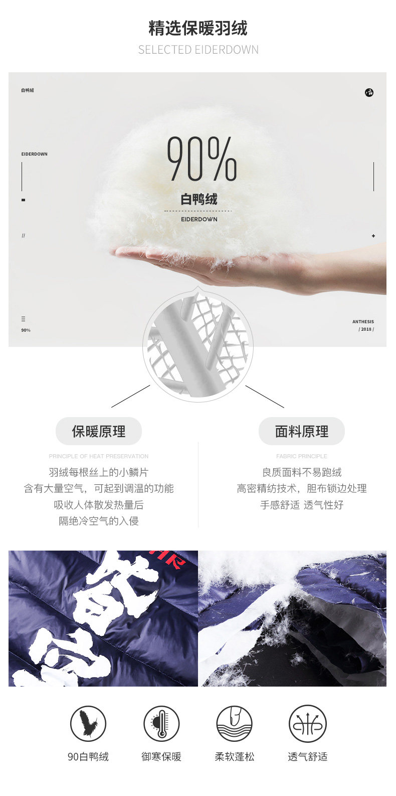 后序 男女款国潮印花 连帽羽绒服 90%含绒量 图3