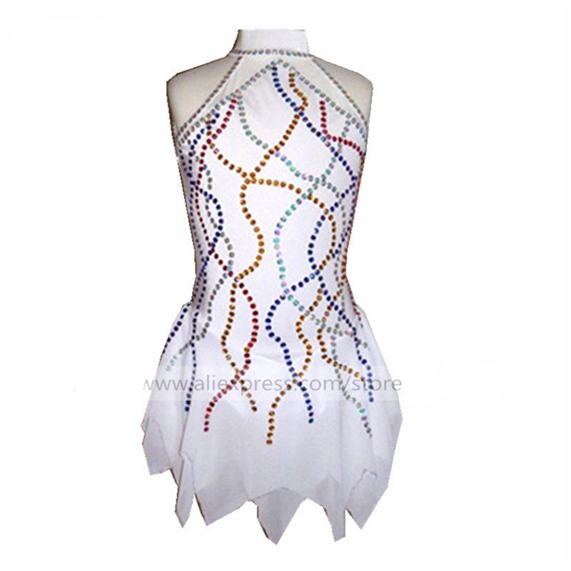 LIUHUO Custom Children Lady Figure Skating Suit Competition Suit With Ice Dress Performance White Sleeveless Dance Wheel Slip