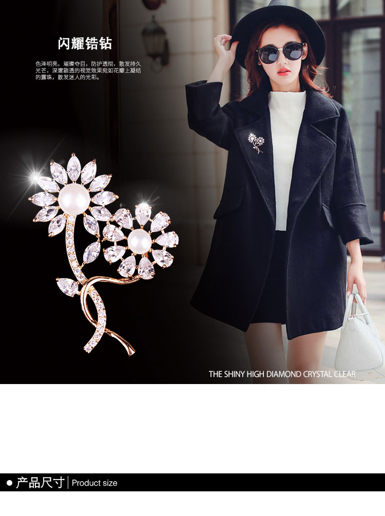 Micro-dát zircon sang trọng khí quyển trâm Hàn Quốc trâm lớn pin khóa nữ len coat coat quần áo phụ kiện